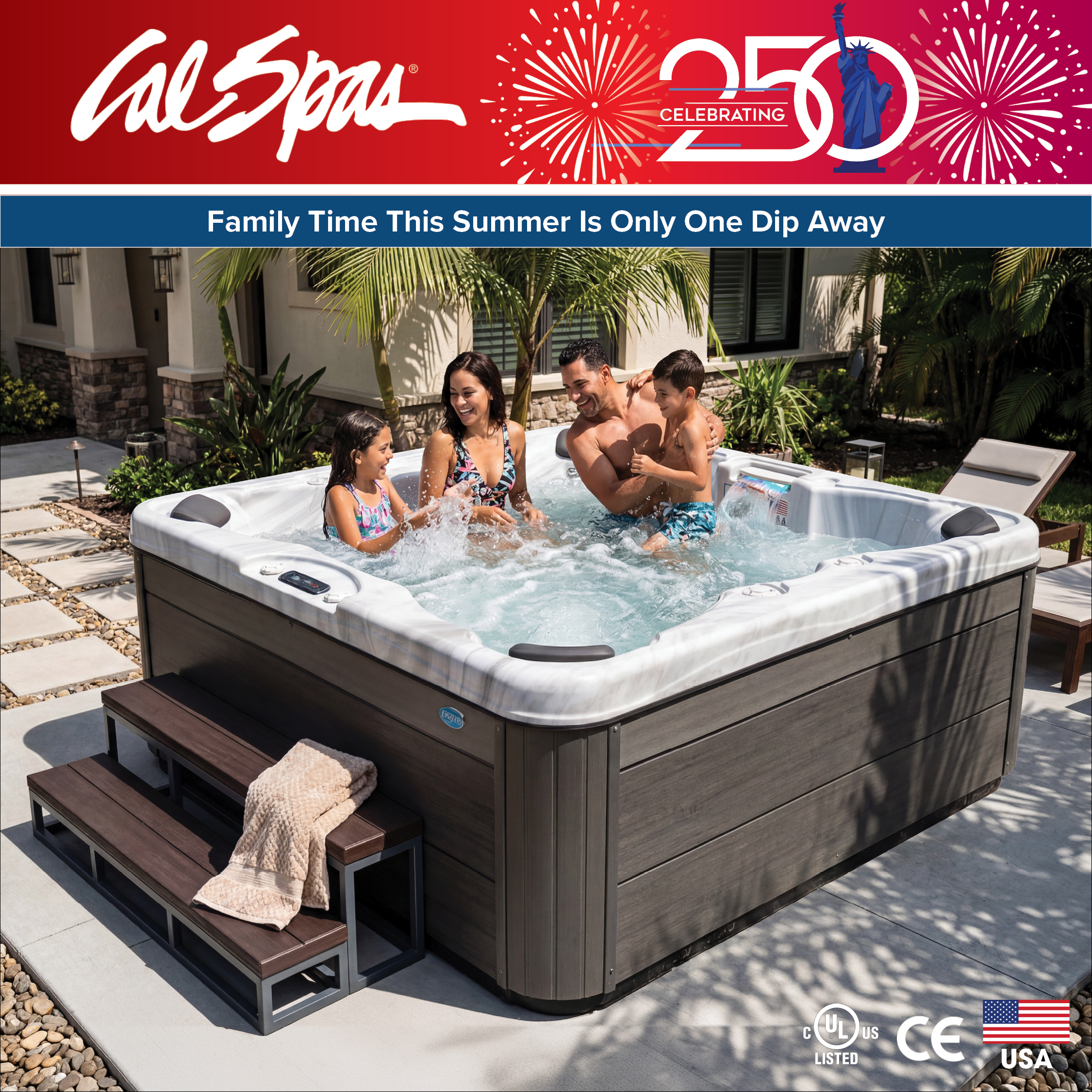 Calspas hot tub being used in a family setting - Palmdale